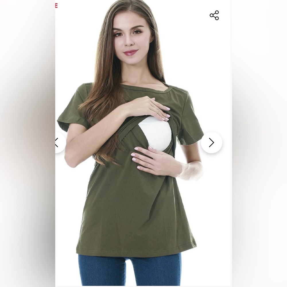 NWT Small Show Women’s Nursing Top, Olive Green. Size XL